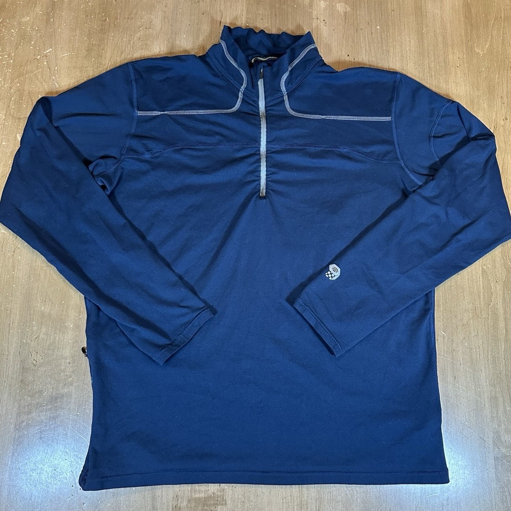 Mountain Hardwear Shirt Mens Large Blue Pullover 1/4 Zip Lightweight Sweatshirt